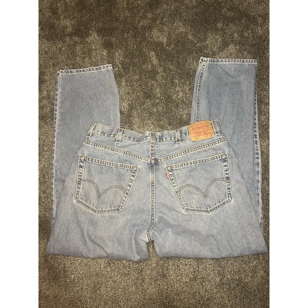 Vintage Levi's 550 Jeans 38x32 Made in USA Relaxed Fit Light Wash Denim 90s